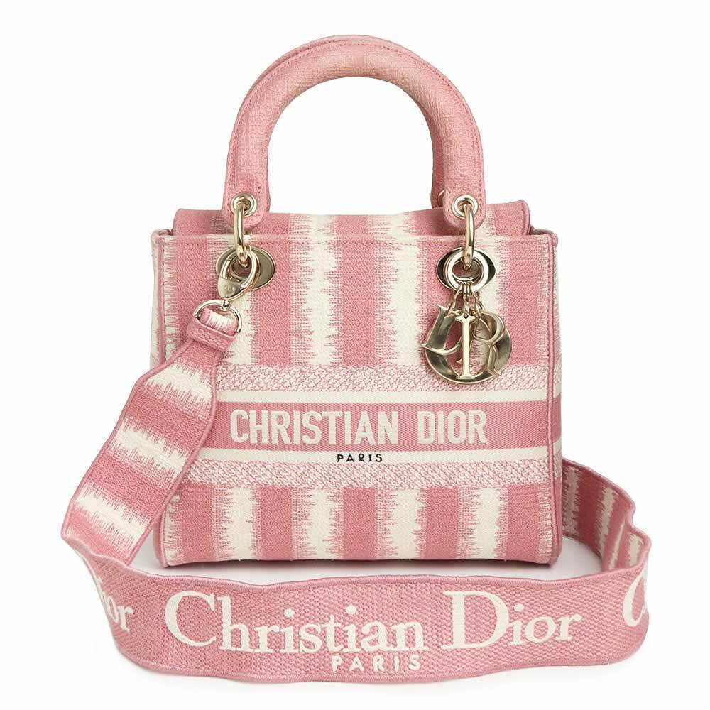Christian Dior Lady Lite Shoulder Crossbody Bag Pink Ivory White